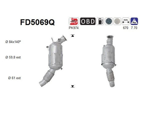 Soot/Particulate Filter, exhaust system FD5069Q AS