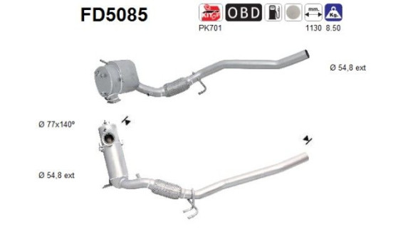 Soot/Particulate Filter, exhaust system FD5085 AS