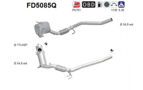 Soot/Particulate Filter, exhaust system FD5085Q AS