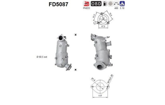 Soot/Particulate Filter, exhaust system FD5087 AS