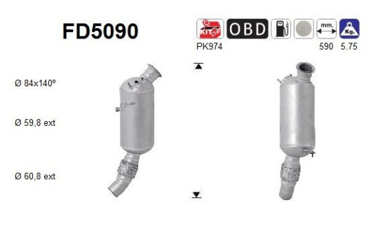 Soot/Particulate Filter, exhaust system FD5090 AS
