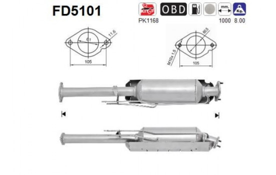 Soot/Particulate Filter, exhaust system FD5101 AS