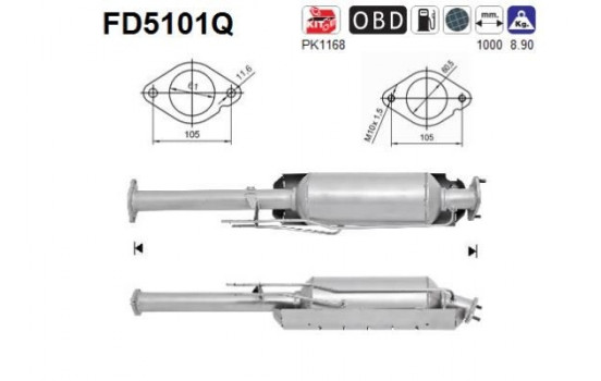 Soot/Particulate Filter, exhaust system FD5101Q AS