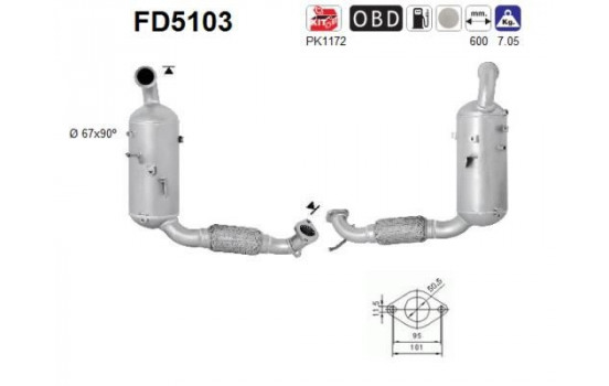 Soot/Particulate Filter, exhaust system FD5103 AS