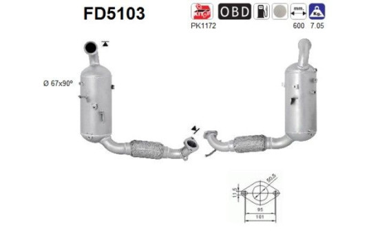 Soot/Particulate Filter, exhaust system FD5103 AS