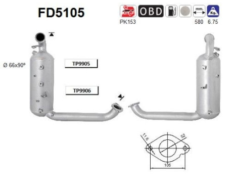 Soot/Particulate Filter, exhaust system FD5105 AS