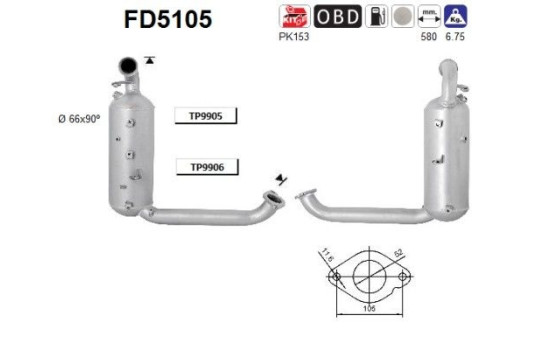 Soot/Particulate Filter, exhaust system FD5105 AS