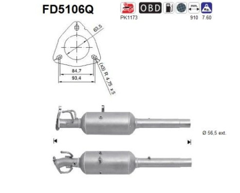 Soot/Particulate Filter, exhaust system FD5106Q AS