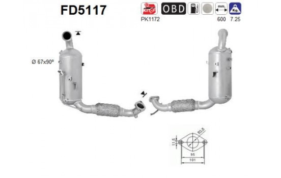 Soot/Particulate Filter, exhaust system FD5117 AS
