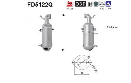 Soot/Particulate Filter, exhaust system FD5122Q AS