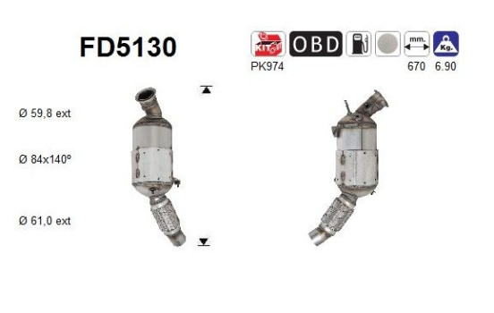 Soot/Particulate Filter, exhaust system FD5130 AS