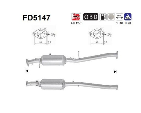 Soot/Particulate Filter, exhaust system FD5147 AS