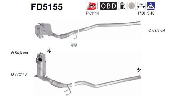 Soot/Particulate Filter, exhaust system FD5155 AS