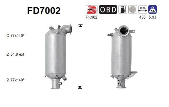 Soot/Particulate Filter, exhaust system FD7002 AS