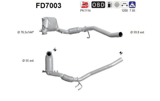 Soot/Particulate Filter, exhaust system FD7003 AS