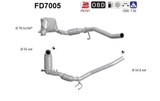 Soot/Particulate Filter, exhaust system FD7005 AS