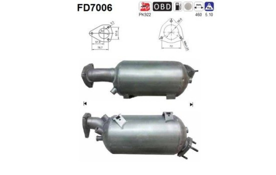 Soot/Particulate Filter, exhaust system FD7006 AS