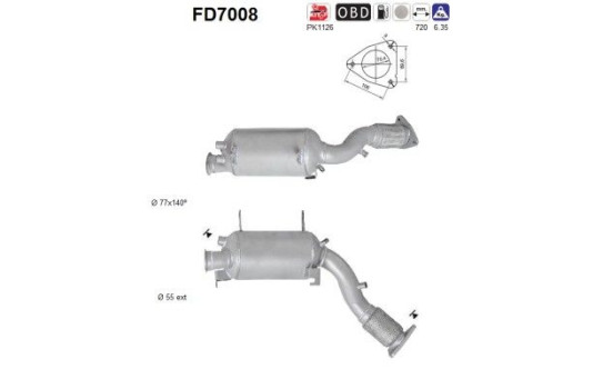 Soot/Particulate Filter, exhaust system FD7008 AS