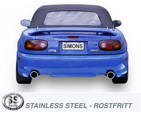 Simons exhaust suitable for Mazda MX5 1.6 16v, 1.8 16v 1990-1996, Image 2