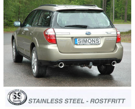Simons exhaust suitable for Subaru Legacy/Outback 2004-2009, Image 2