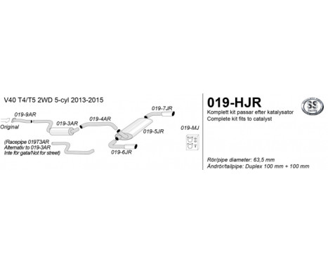 Simons exhaust suitable for Volvo V40 T4 / T5 5-cylinder 2013-2015, Image 3