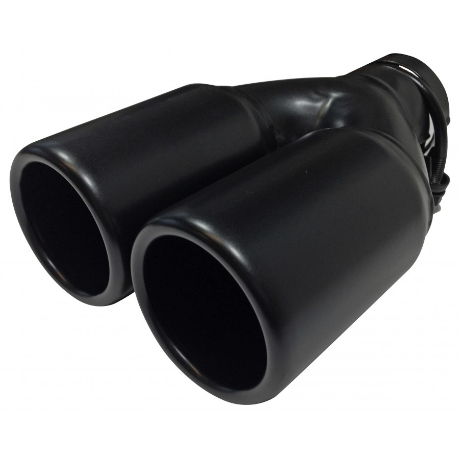 Black Exhaust Tip Twin Round 76mm Steel 9 inches / Inlet Dia. 4560mm