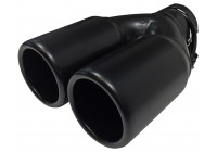 Black Tail Pipe Twin Round 76mm Steel - 9 inches / Inlet Dia. 45-60mm