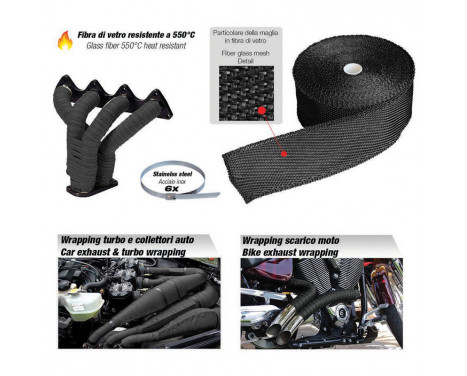 Simoni Racing Exhaust Thermo Wrap Kit - 50.8mm x 15.24m + 6 clips ->550C, Image 3