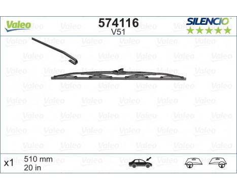 Balai d'essuie-glace SILENCIO CONVENTIONAL SINGLE 574116 Valeo, Image 4