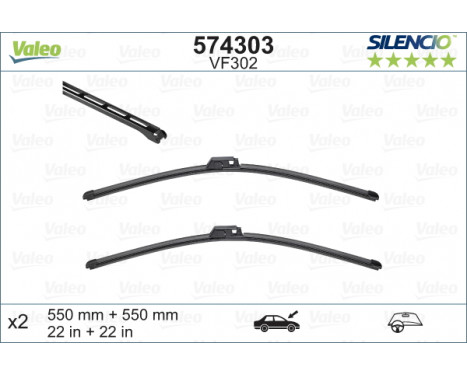 Balai d'essuie-glace SILENCIO FLAT BLADE SET 574303 Valeo, Image 2