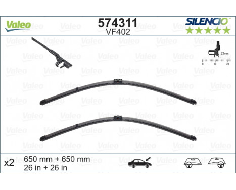 Balai d'essuie-glace SILENCIO FLAT BLADE SET 574311 Valeo, Image 3