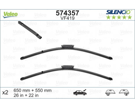 Balai d'essuie-glace SILENCIO FLAT BLADE SET 574357 Valeo, Image 3