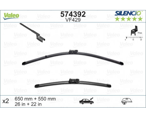 Balai d'essuie-glace SILENCIO FLAT BLADE SET 574392 Valeo, Image 2