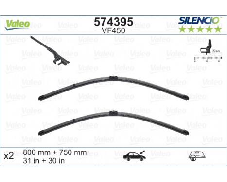 Balai d'essuie-glace SILENCIO FLAT BLADE SET 574395 Valeo, Image 3