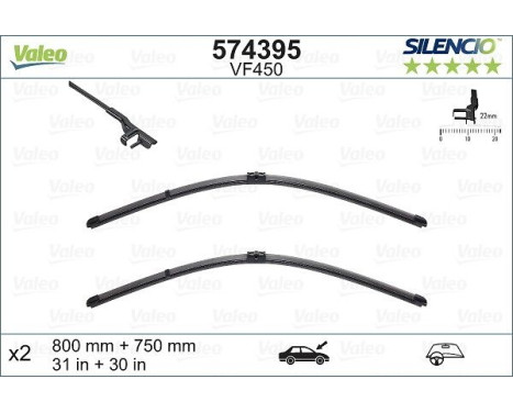 Balai d'essuie-glace SILENCIO FLAT BLADE SET 574395 Valeo, Image 8