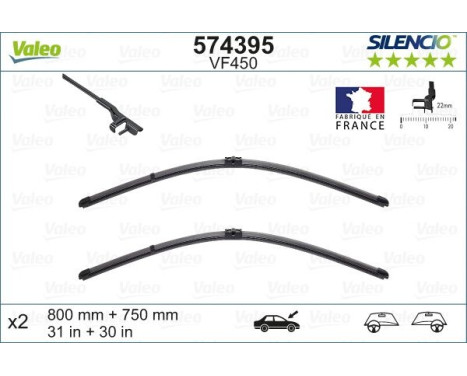 Balai d'essuie-glace SILENCIO FLAT BLADE SET 574395 Valeo, Image 9