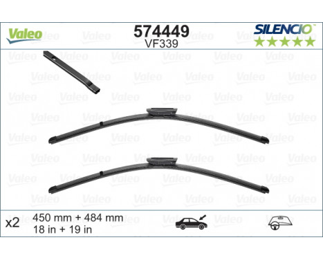 Balai d'essuie-glace SILENCIO FLAT BLADE SET 574449 Valeo, Image 2