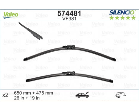 Balai d'essuie-glace SILENCIO FLAT BLADE SET 574481 Valeo, Image 2