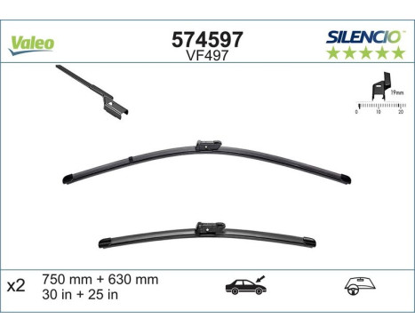 Balai d'essuie-glace SILENCIO FLAT BLADE SET 574597 Valeo, Image 5