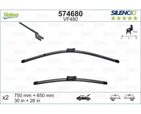 Balai d'essuie-glace SILENCIO FLAT BLADE SET 574680 Valeo, Image 2