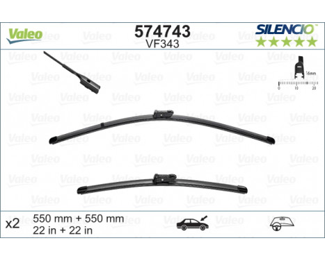 Balai d'essuie-glace SILENCIO FLAT BLADE SET 574743 Valeo, Image 2