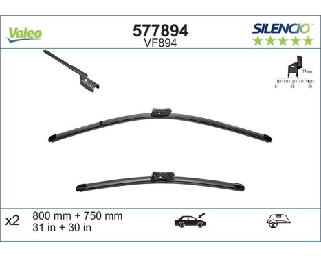 Balai d'essuie-glace SILENCIO FLAT BLADE SET 577894 Valeo, Image 6