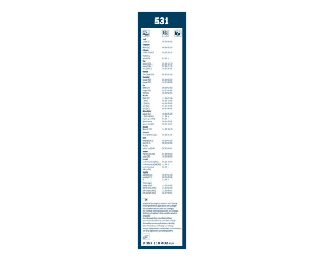 Ensemble de réduction d'essuie-glaces Bosch avant + arrière 531+H301, Image 15