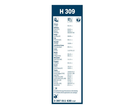 Ensemble de réduction d'essuie-glaces Bosch avant + arrière 535S+H309, Image 8