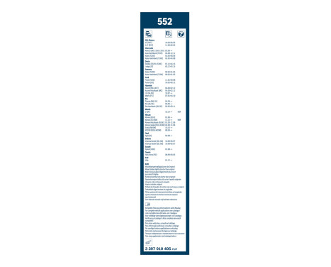 Ensemble de réduction d'essuie-glaces Bosch avant + arrière 552+H282, Image 11