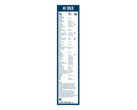 Ensemble de réduction d'essuie-glaces Bosch avant + arrière 604S+H353, Image 8