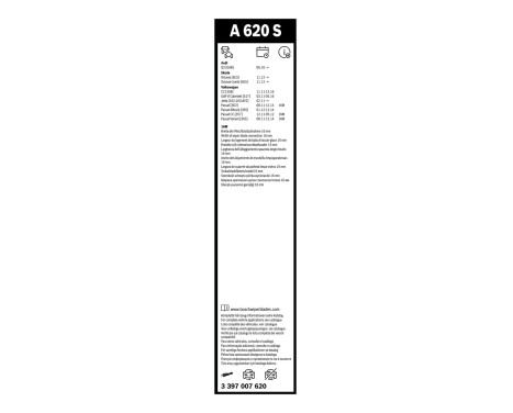 Ensemble de réduction d'essuie-glaces Bosch avant + arrière A620S+A281H, Image 14