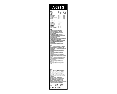 Ensemble de réduction d'essuie-glaces Bosch avant + arrière A621S+A331H, Image 14