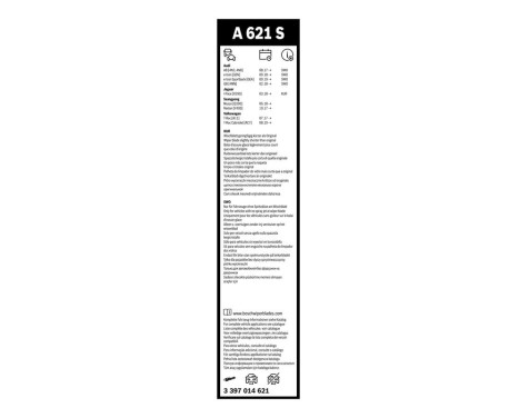 Ensemble de réduction d'essuie-glaces Bosch avant + arrière A621S+A331H, Image 20