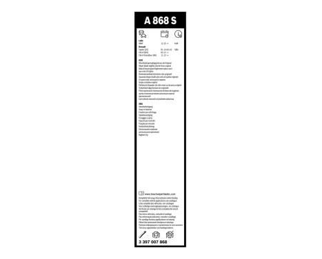 Ensemble de réduction d'essuie-glaces Bosch avant + arrière A868S+AM24H, Image 4